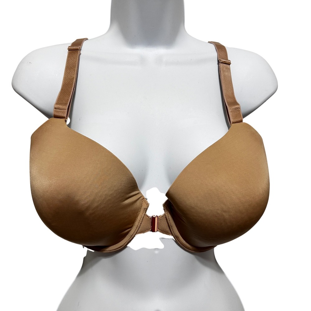 Soma Women Minimalist Basic Front-Close Bra 38D Tan Vanishing 360 Underwire